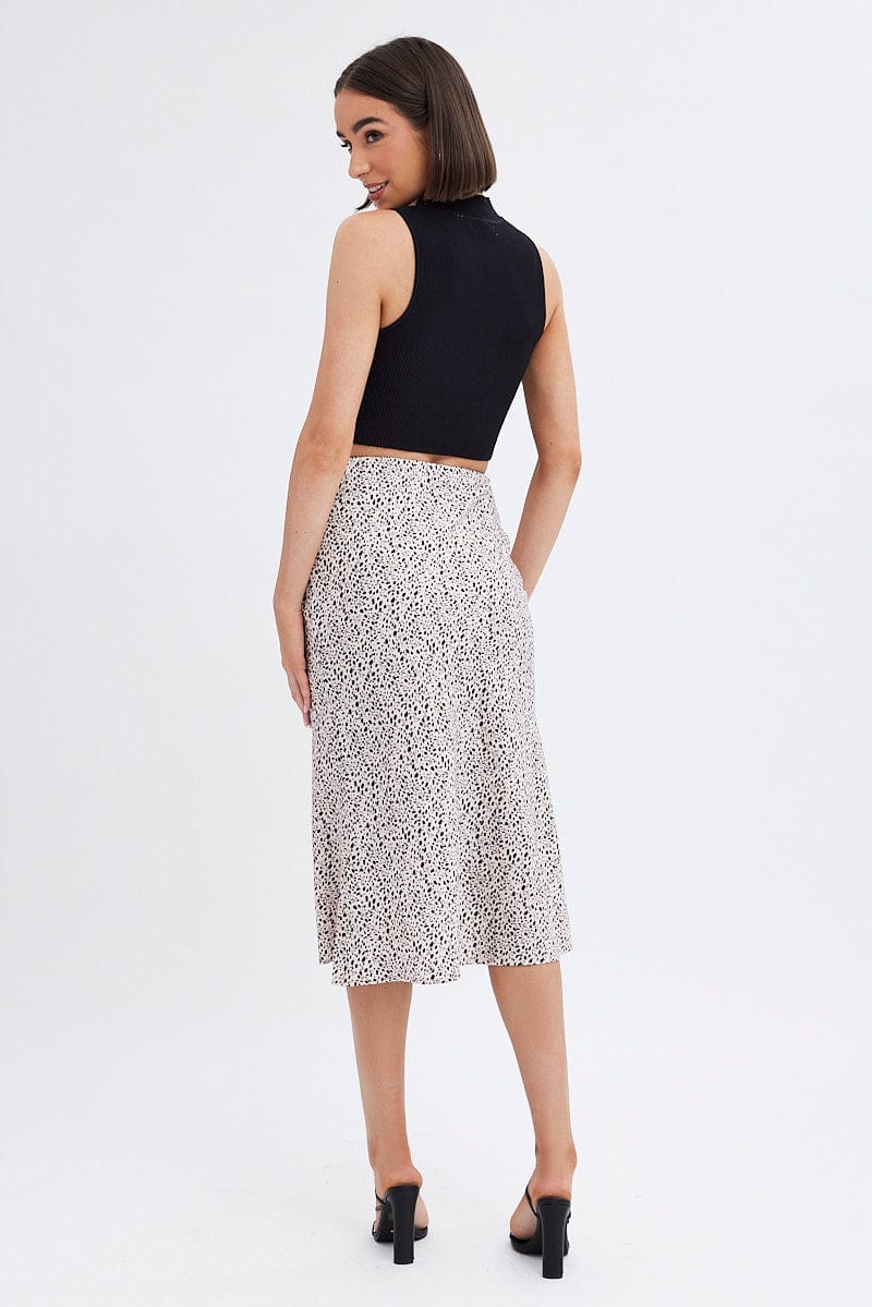 Beige Animal Print Slip Skirt Midi - Image 5