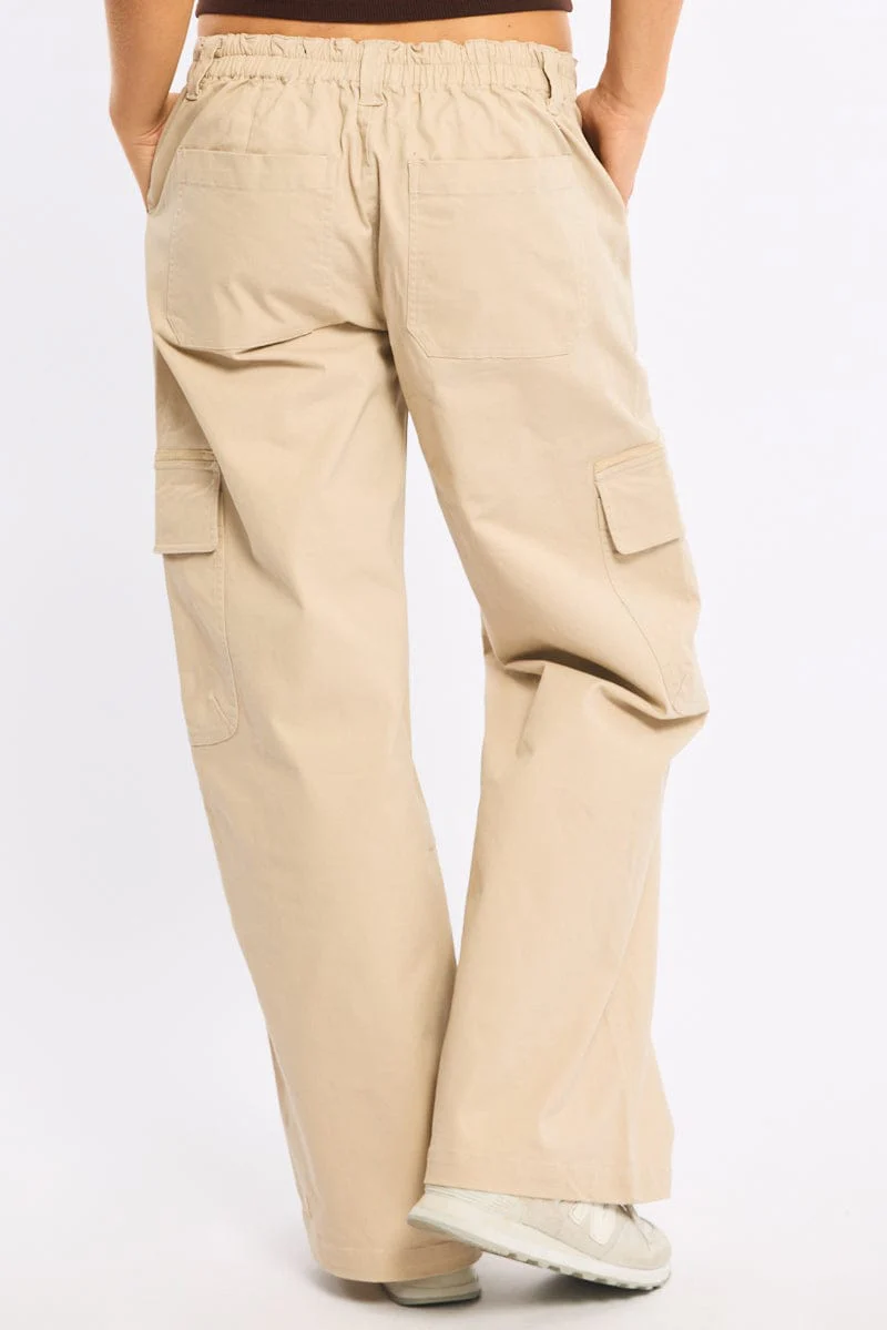 Beige Cargo Pant Mid Rise - Image 4