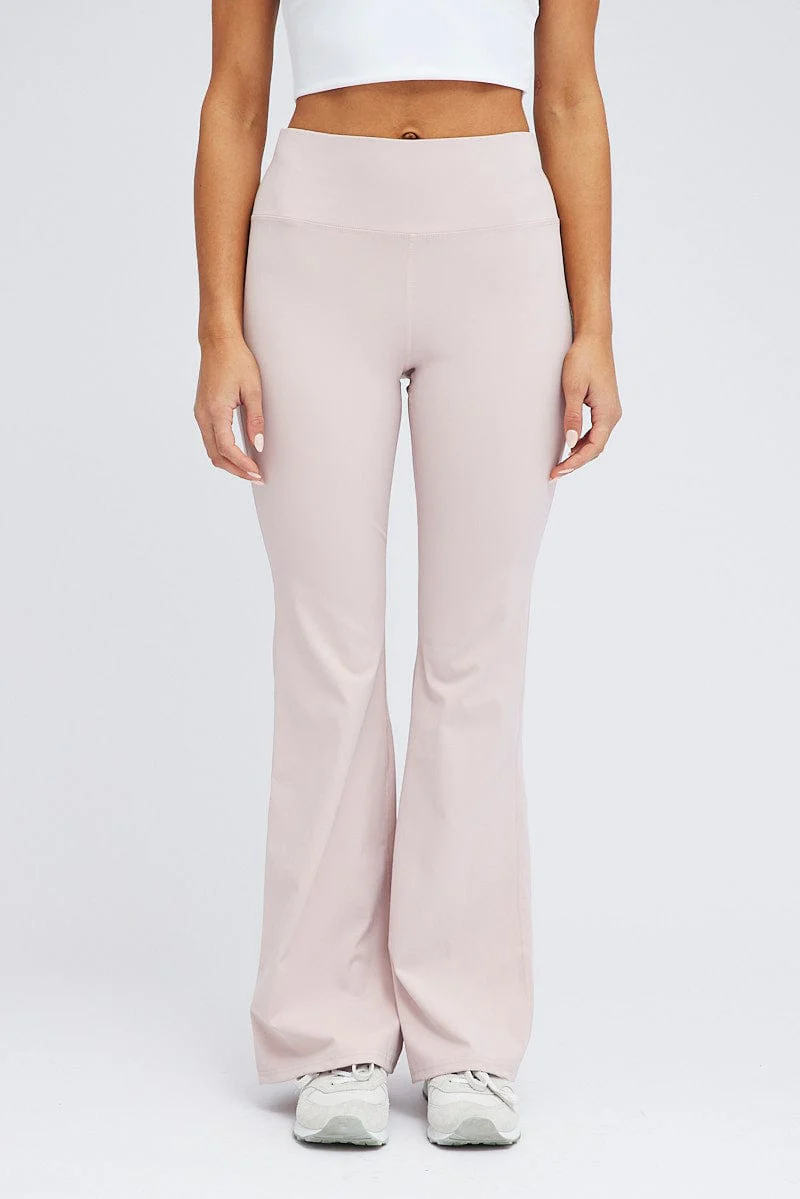 Beige Flare Leg Pants Legging - Image 2