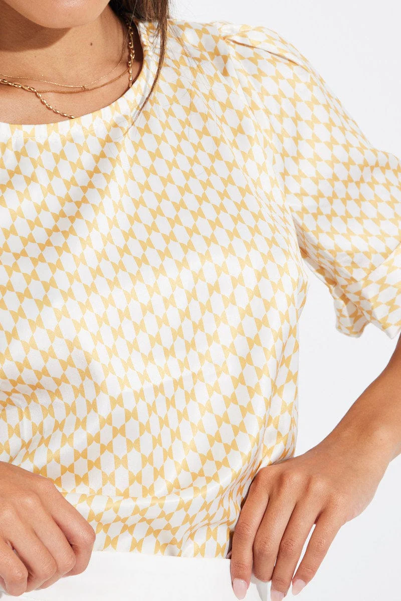 Beige Geo Top Short Sleeve - Image 6
