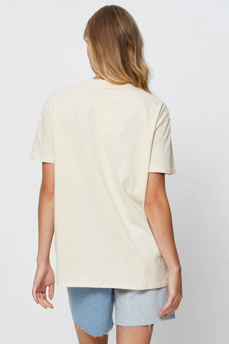 Beige Graphic T-Shirt Short Sleeve - Image 5