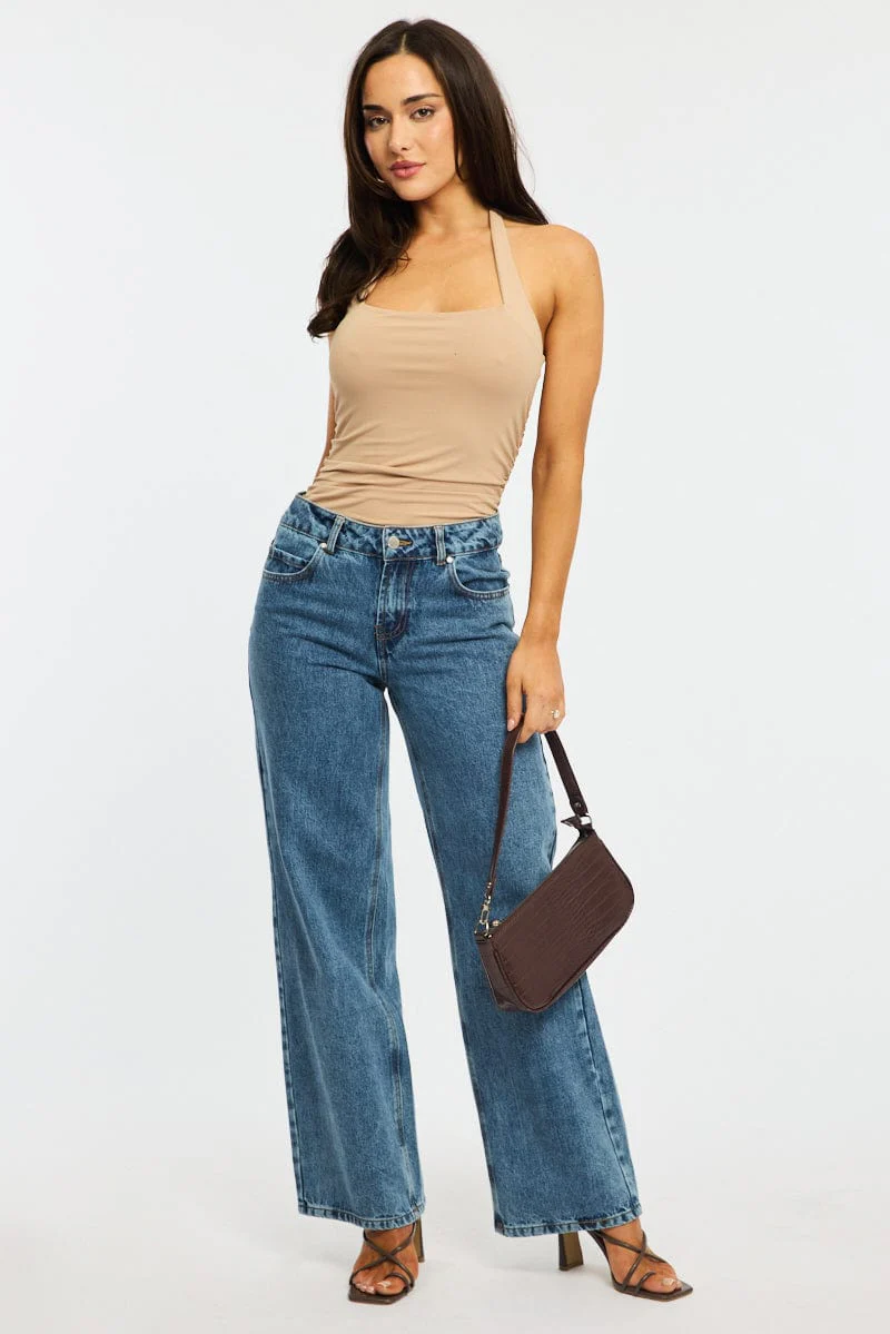Beige Halter Neck Bodysuit - Image 2
