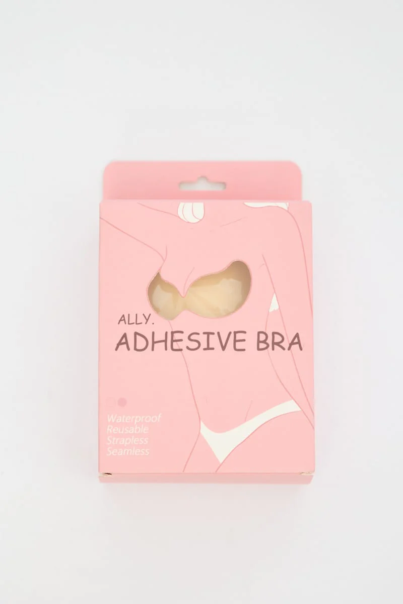 Beige Invisible Adhesive Bra Push-up Strapless
