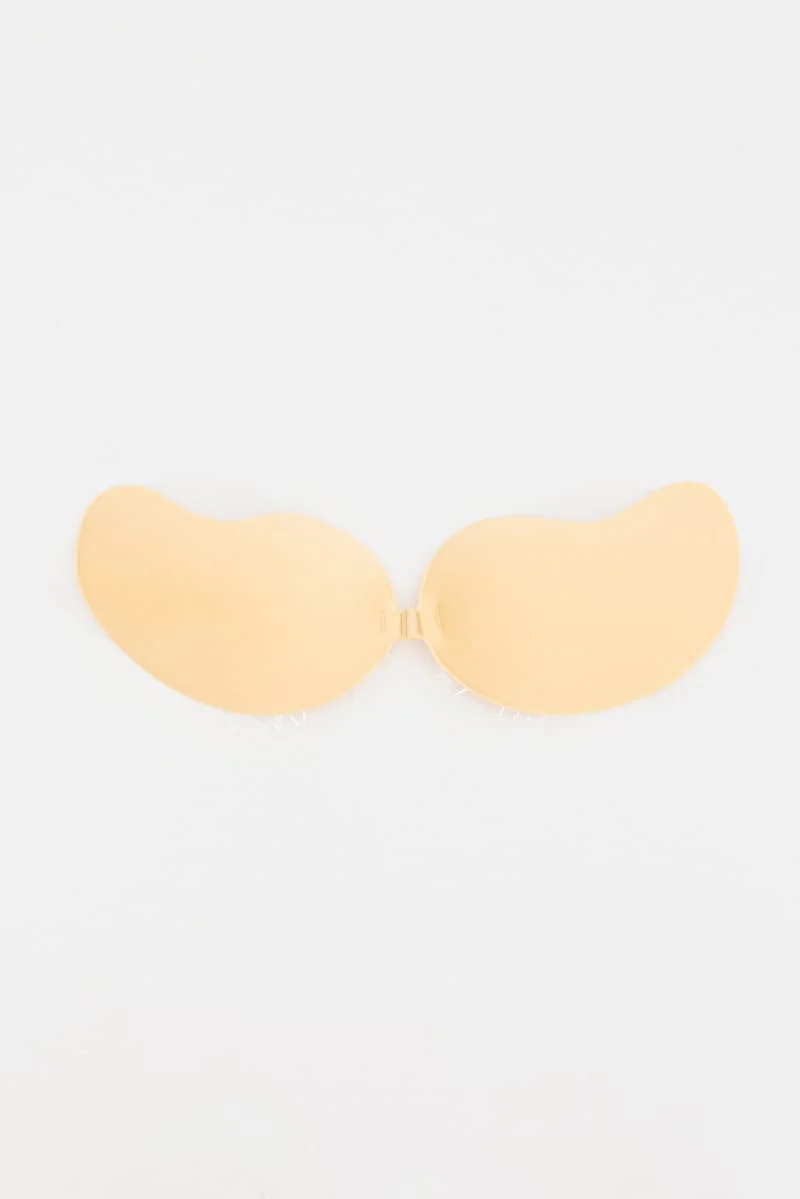 Beige Invisible Adhesive Bra Push-up Strapless - Image 2