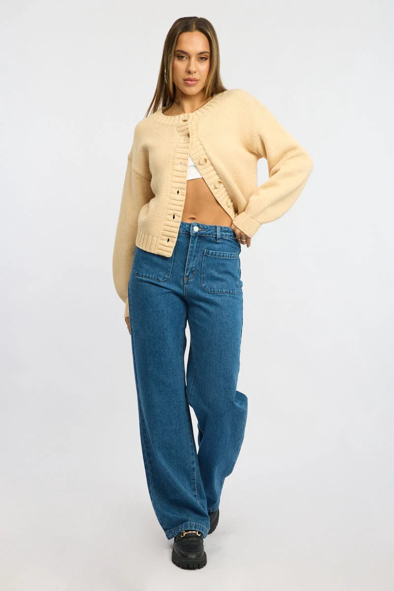 Beige Oversized Cardigan Long Sleeve - Image 2