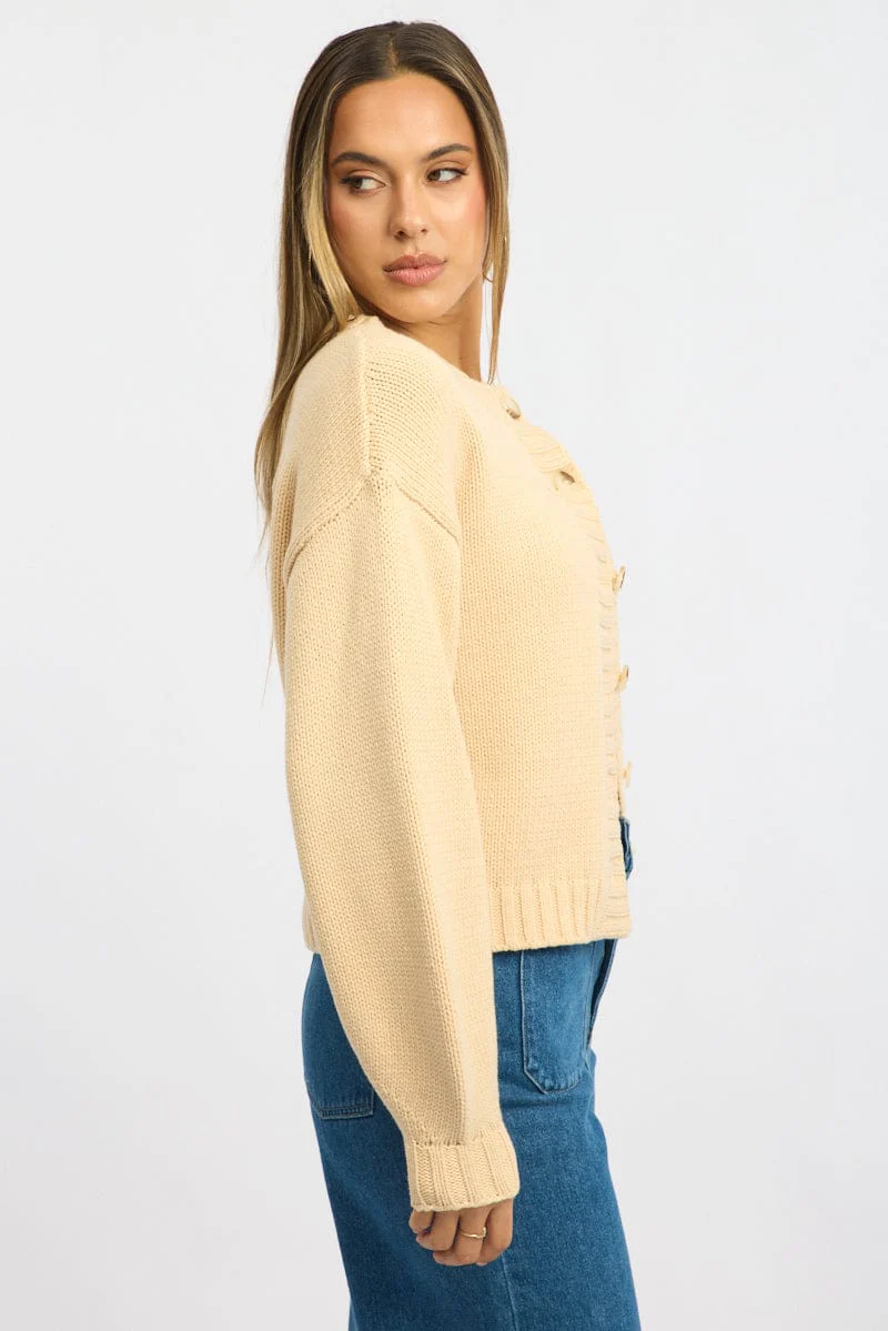 Beige Oversized Cardigan Long Sleeve - Image 3