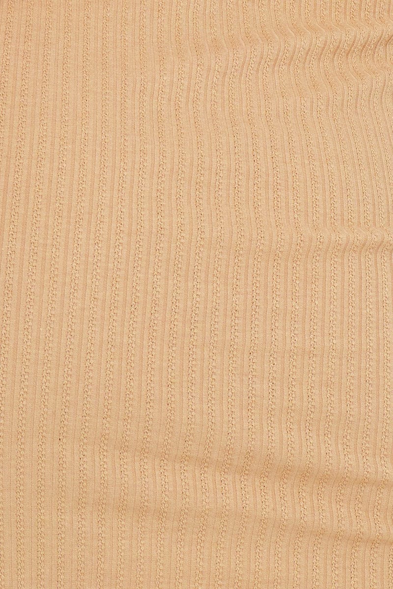 Beige Ribbed Bodycon Dress - Image 6