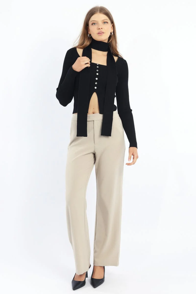 Beige Slim Pant Straight Fit