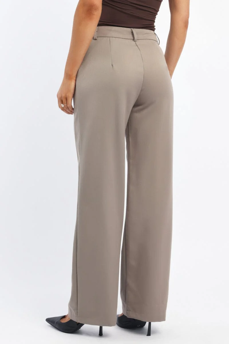 Beige Smart Pants High Rise - Image 4