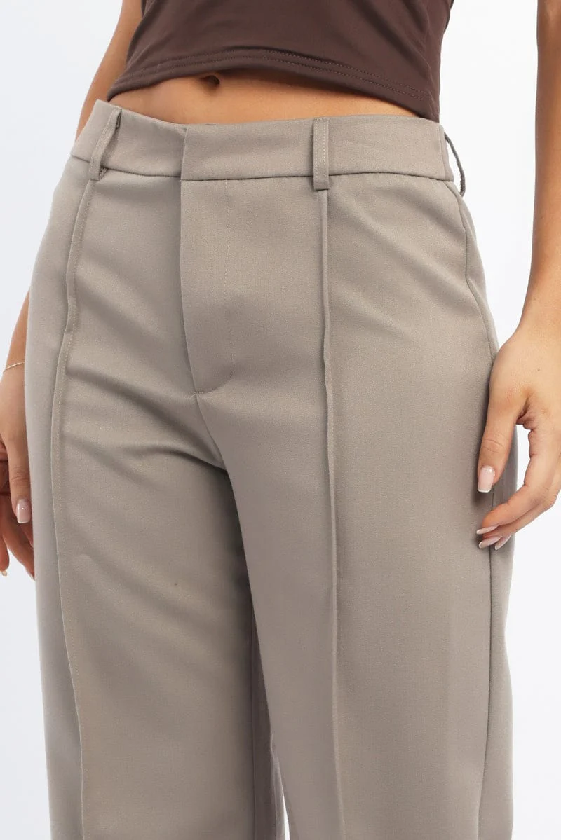 Beige Smart Pants High Rise - Image 5