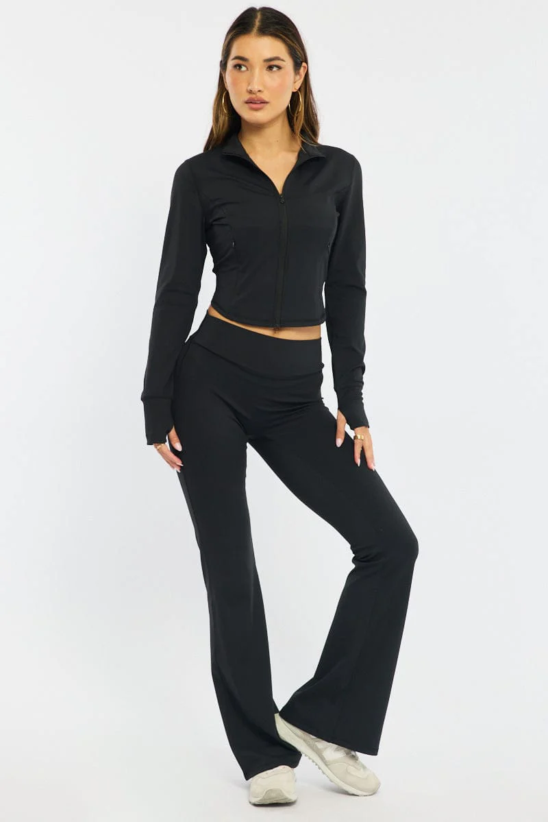 Black Active Flare Leg Pants