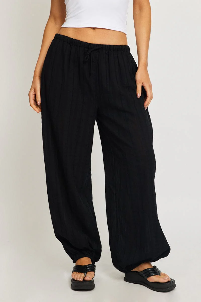 Black Baggy Sarouel Pants - Image 2