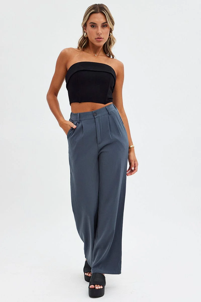 Black Bandeau Top Crop Ponte - Image 2
