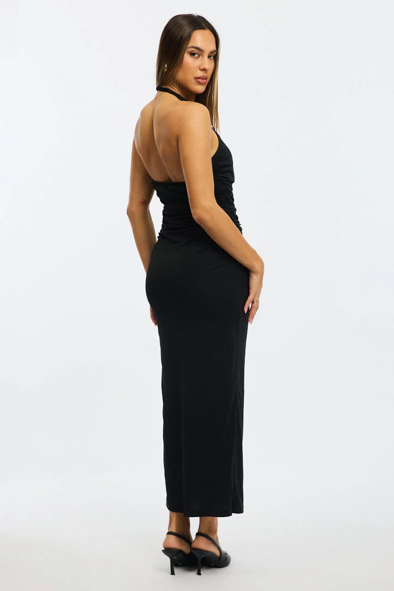 Black Bodycon Dress Halter Neck - Image 4