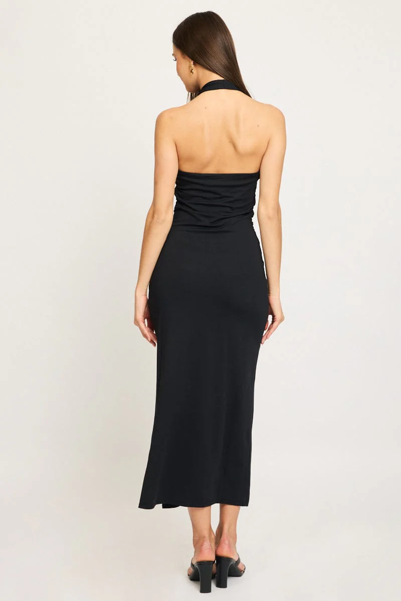 Black Bodycon Dress Halter Neck - Image 4
