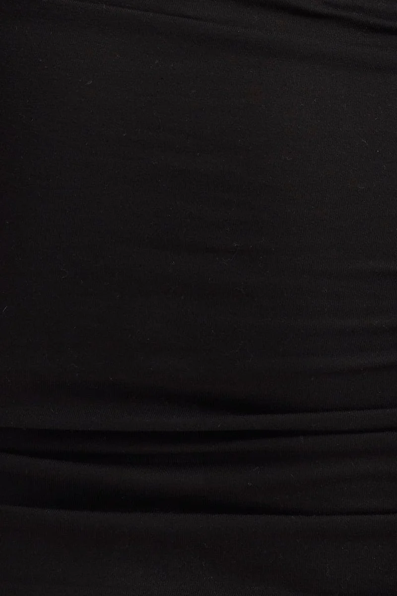 Black Bodycon Dress Long Sleeve Midi Ruched - Image 6