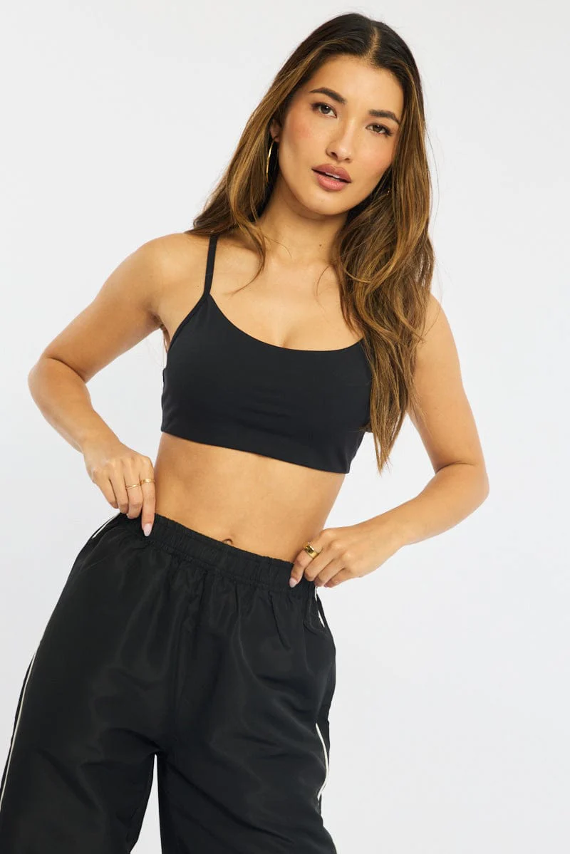Black Bralette Cropped Scoop Neck - Image 3