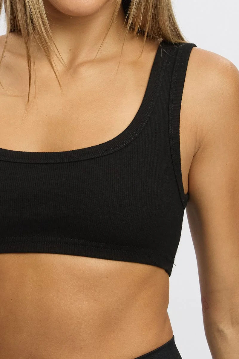 Black Bralette Rib Jersey - Image 6