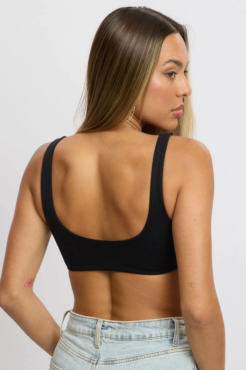 Black Bralette Seamless Cropped - Image 4