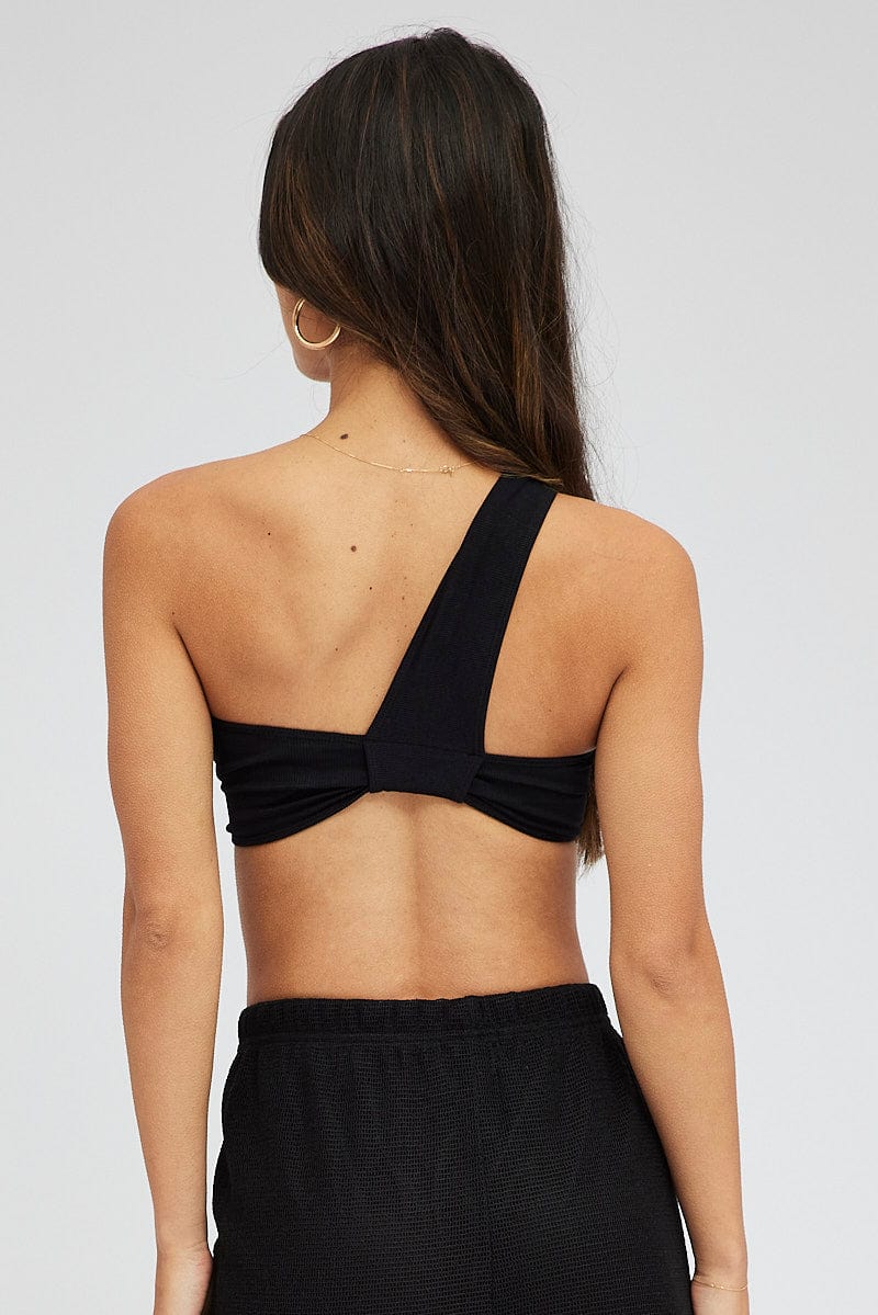 Black Bralette Twist One Shoulder Seamless - Image 5