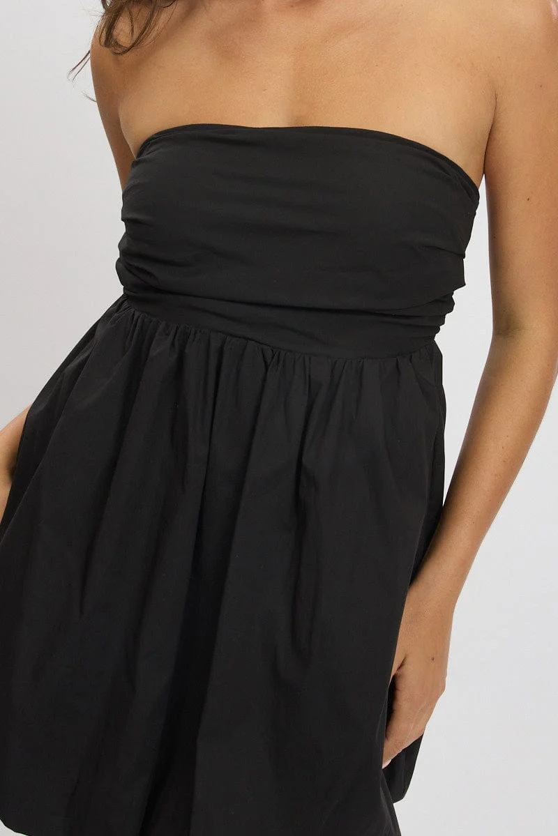 Black Bubble Mini Dress Strapless - Image 6