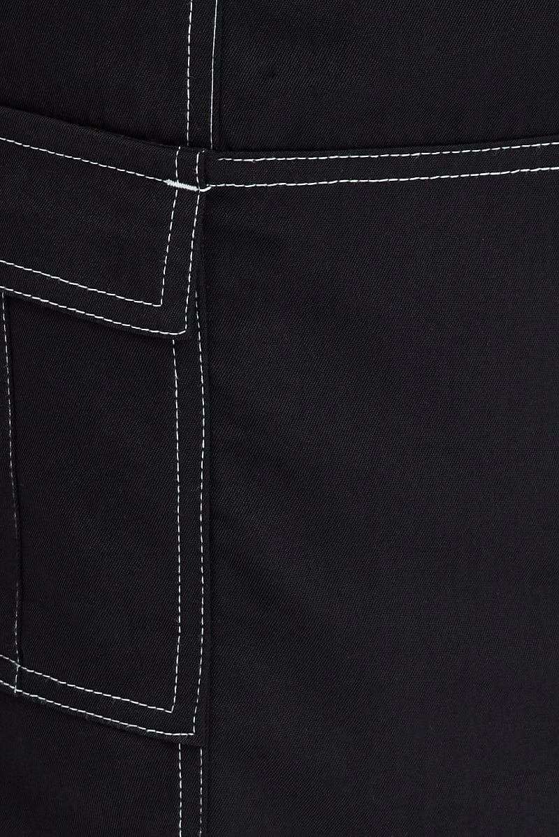 Black Cargo Skirt Mid Rise Contrast Detail Utility - Image 6