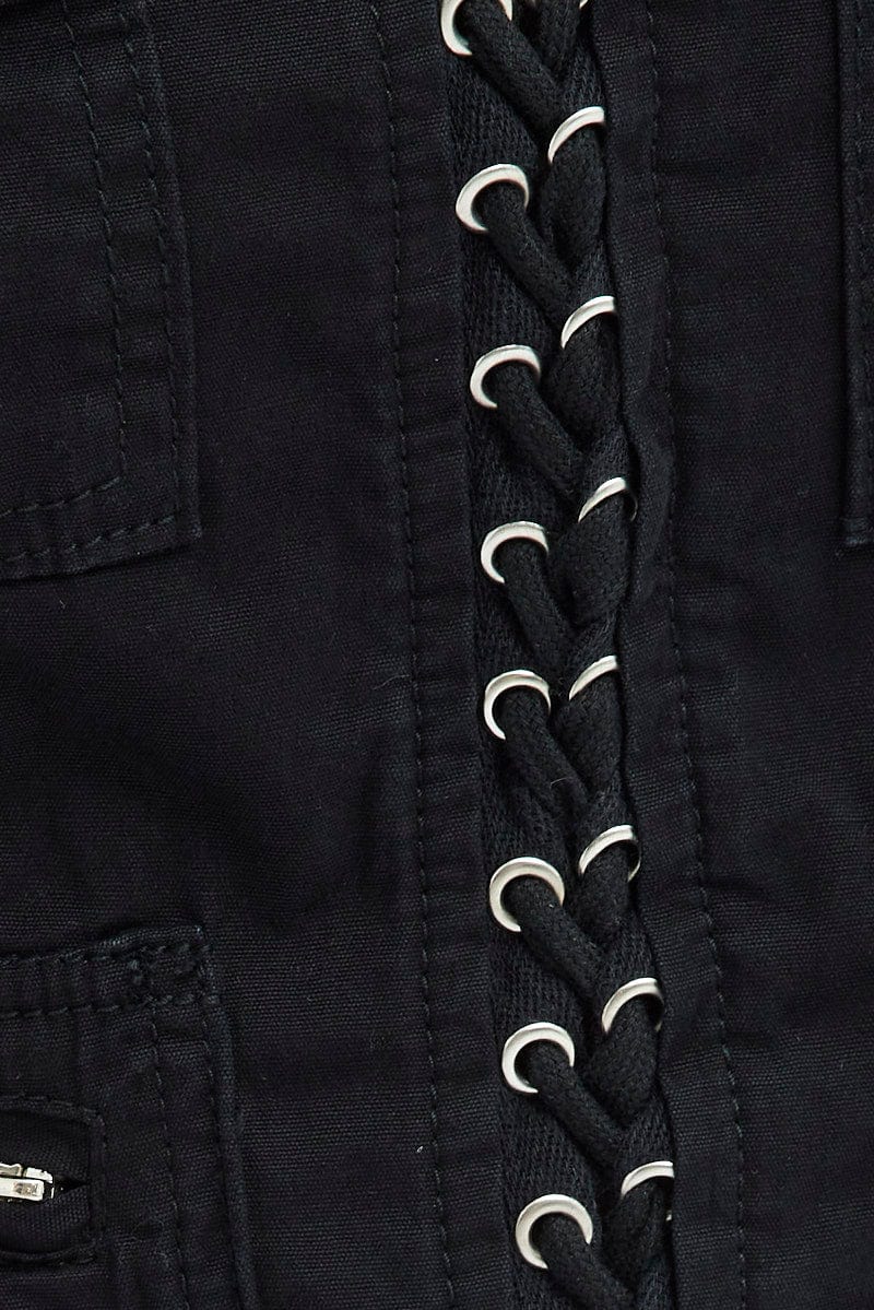 Black Cargo Top Sleeveless Square Neck Longline Utility - Image 6