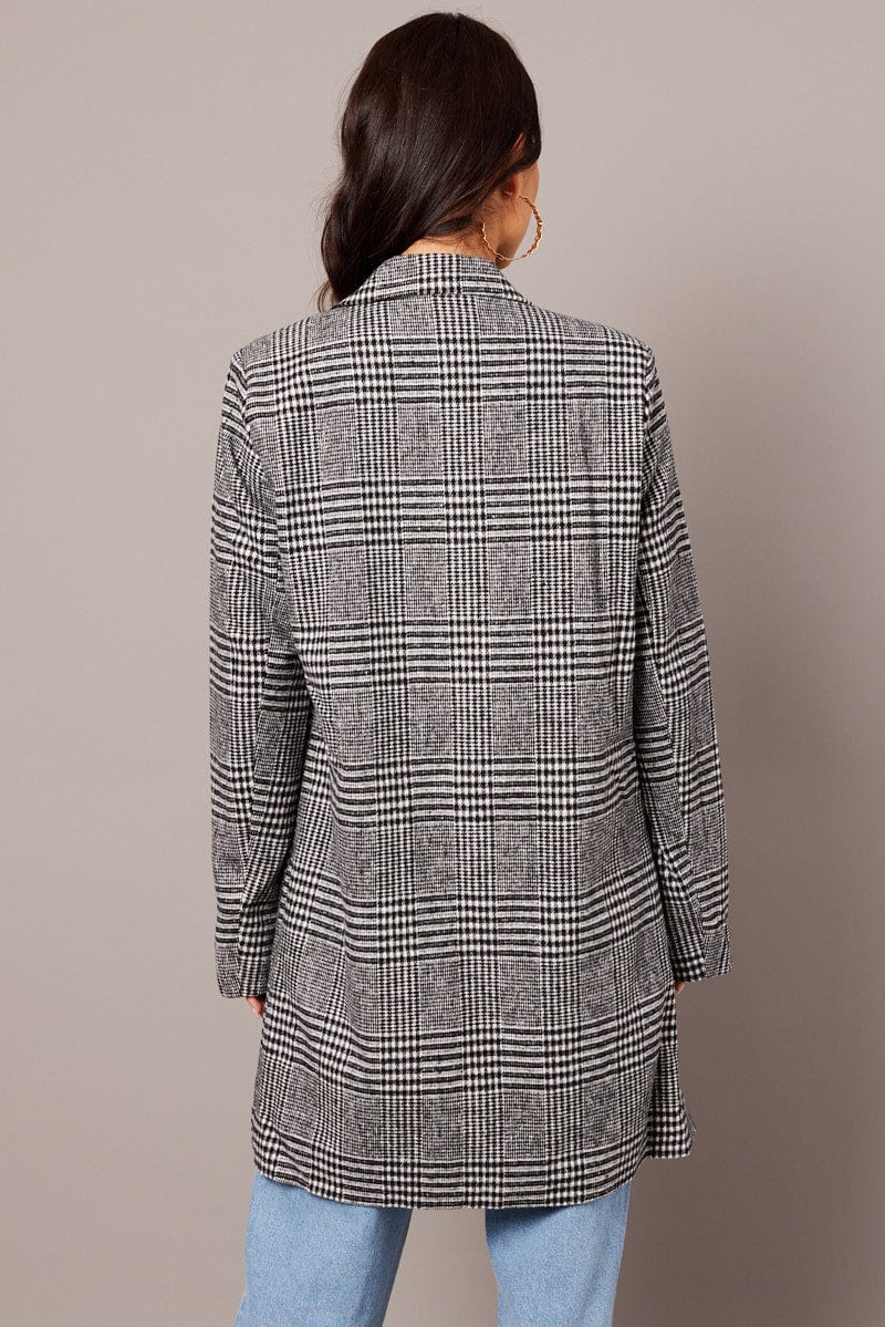 Black Check Coat Long Sleeve - Image 5