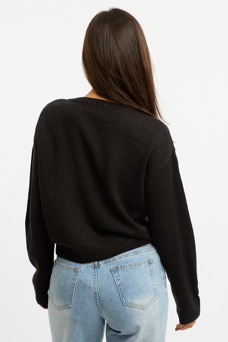 Black Cherry Knit Top Long Sleeve - Image 5