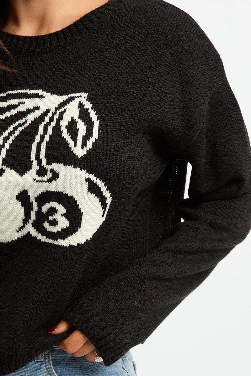 Black Cherry Knit Top Long Sleeve - Image 6