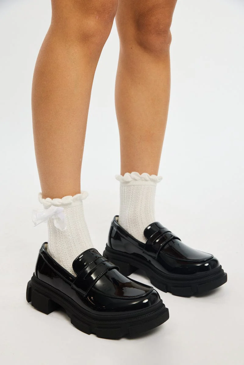 Black Chunky Sole Loafers