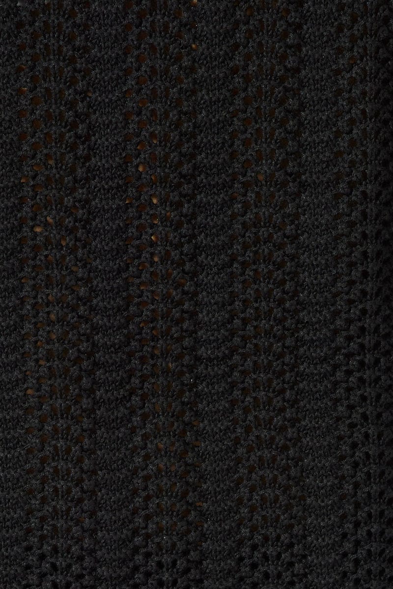 Black Collared Knit Top Short Sleeve Button Up - Image 6