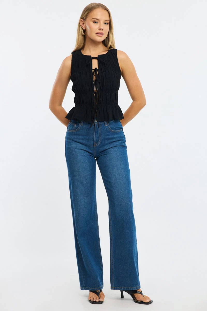Black Creased Top Tie Up - Image 2