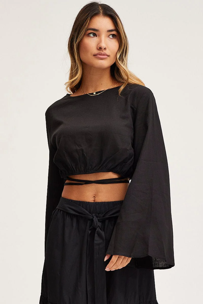 Black Crop Top Long Sleeve - Image 4
