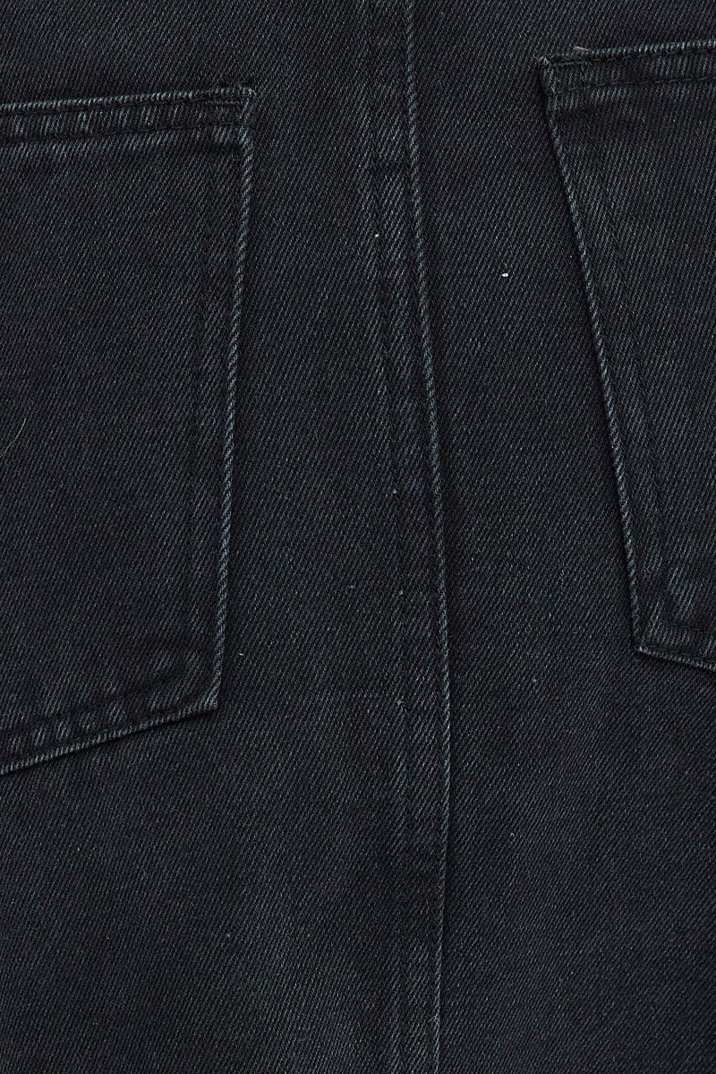 Black Denim Maxi Skirt Cargo - Image 6