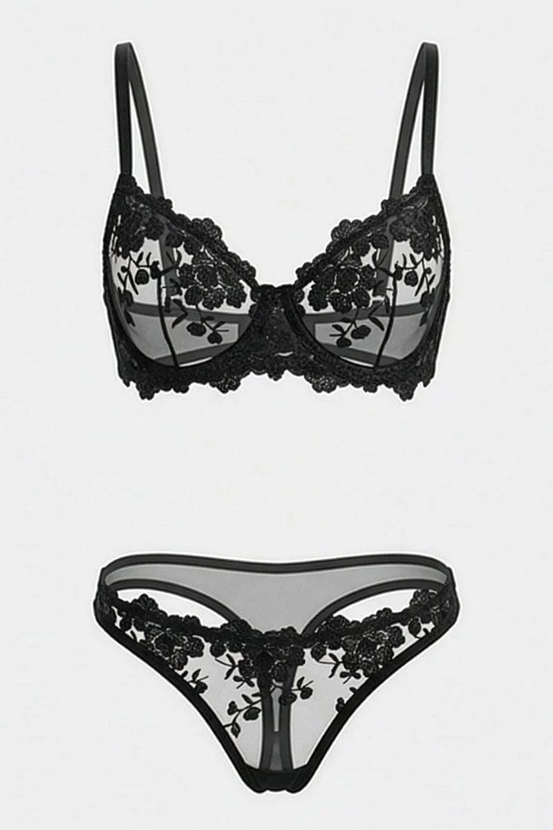 Black Embroidery Lingerie Se