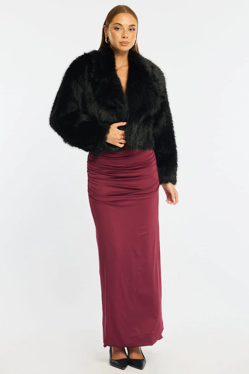 Black Faux Fur Jacket - Image 5