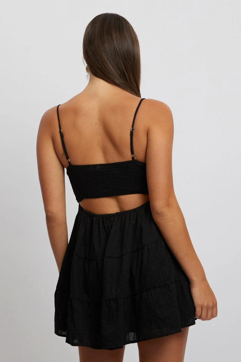 Black Fit And Flare Dress Bead Embellishment  Mini - Image 4
