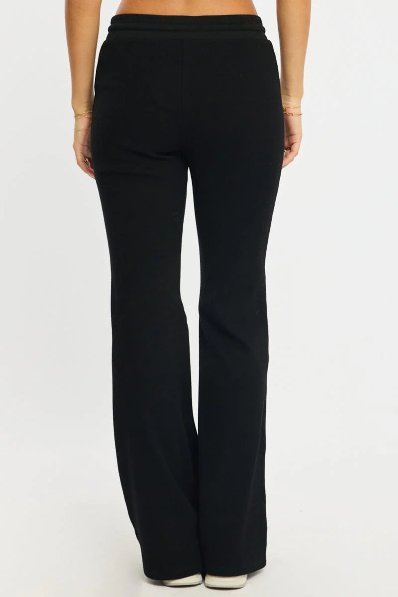 Black Flare Leg Pants Mid Rise - Image 4
