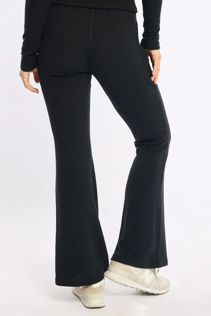 Black Flare Leg Pants Mid Rise - Image 4