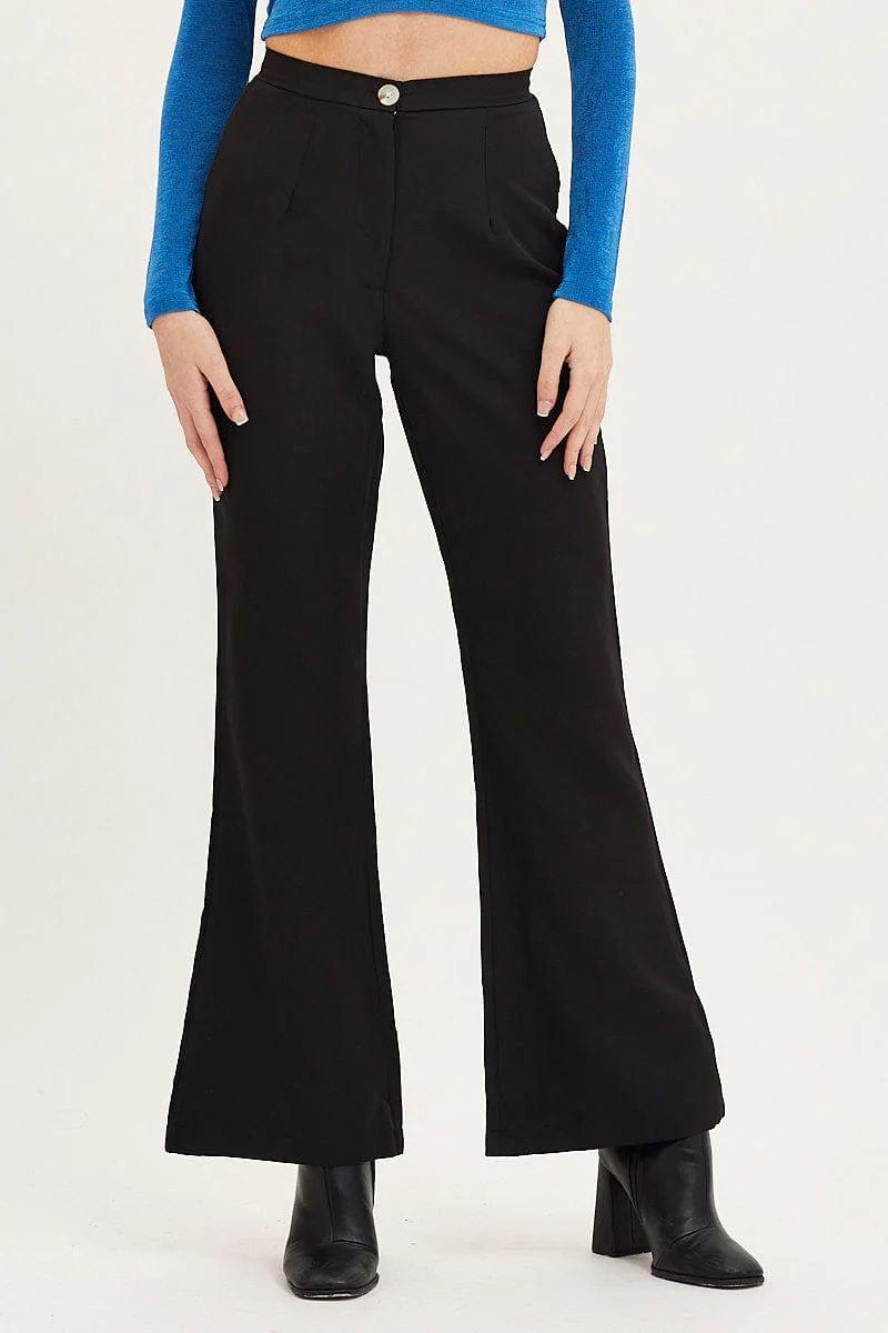 Black Flare Pants High Rise - Image 3