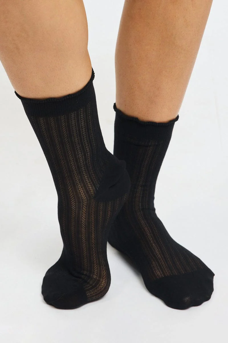 Black Frill Edge Socks