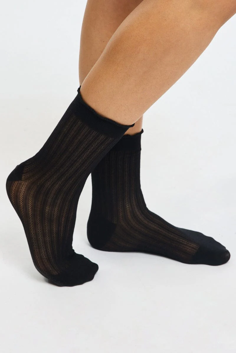 Black Frill Edge Socks - Image 2