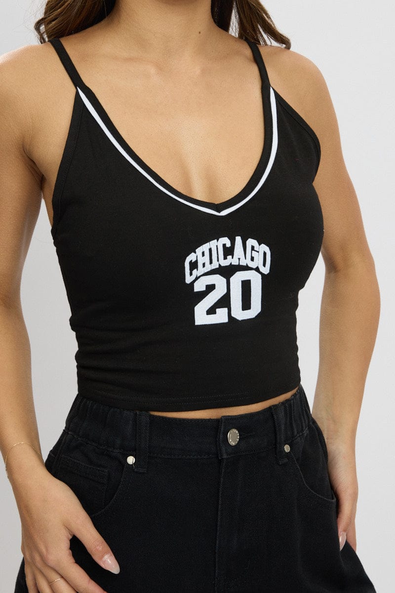 Black Graphic Halter Neck Top - Image 6