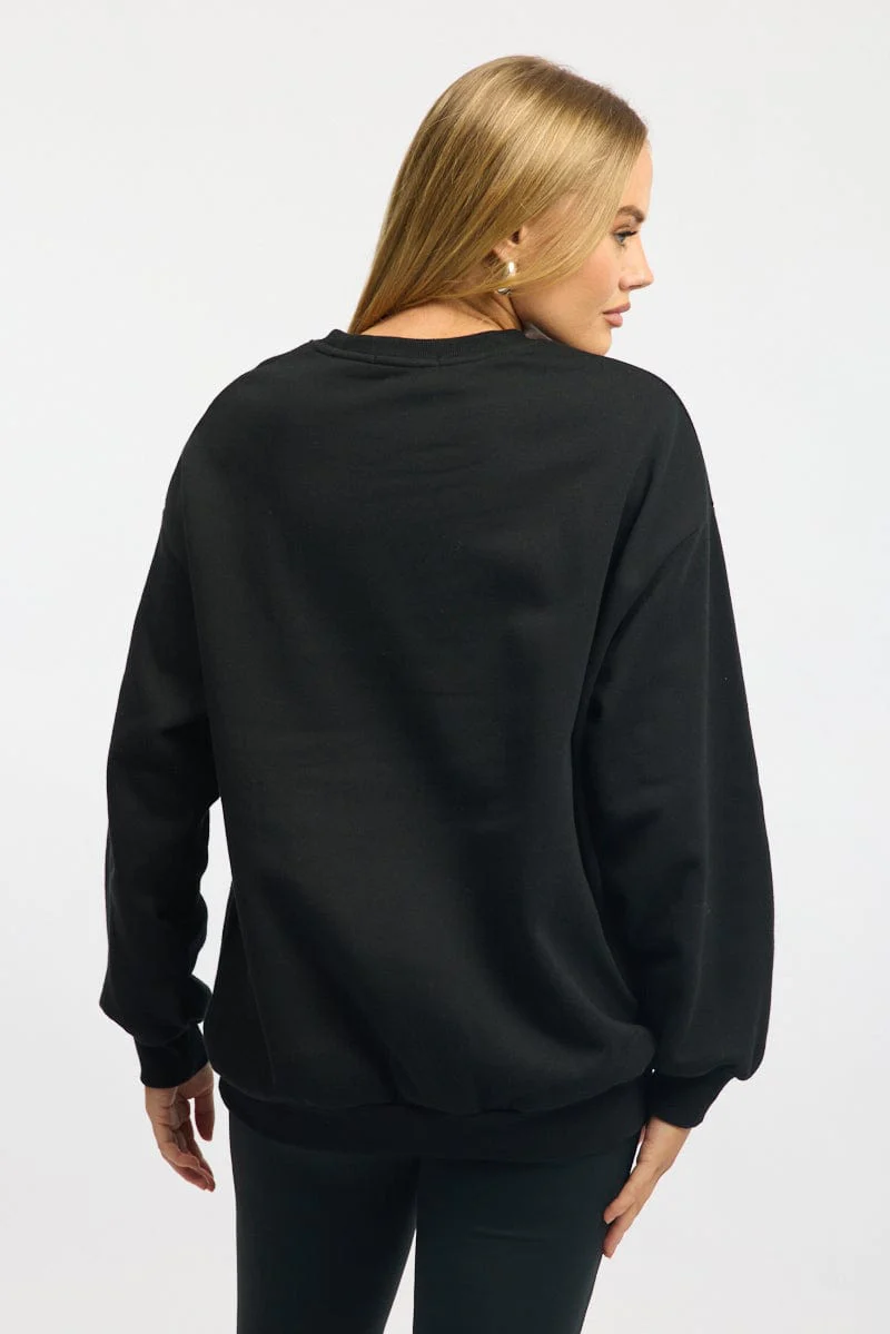 Black Graphic Sweater Long Sleeve - Image 4