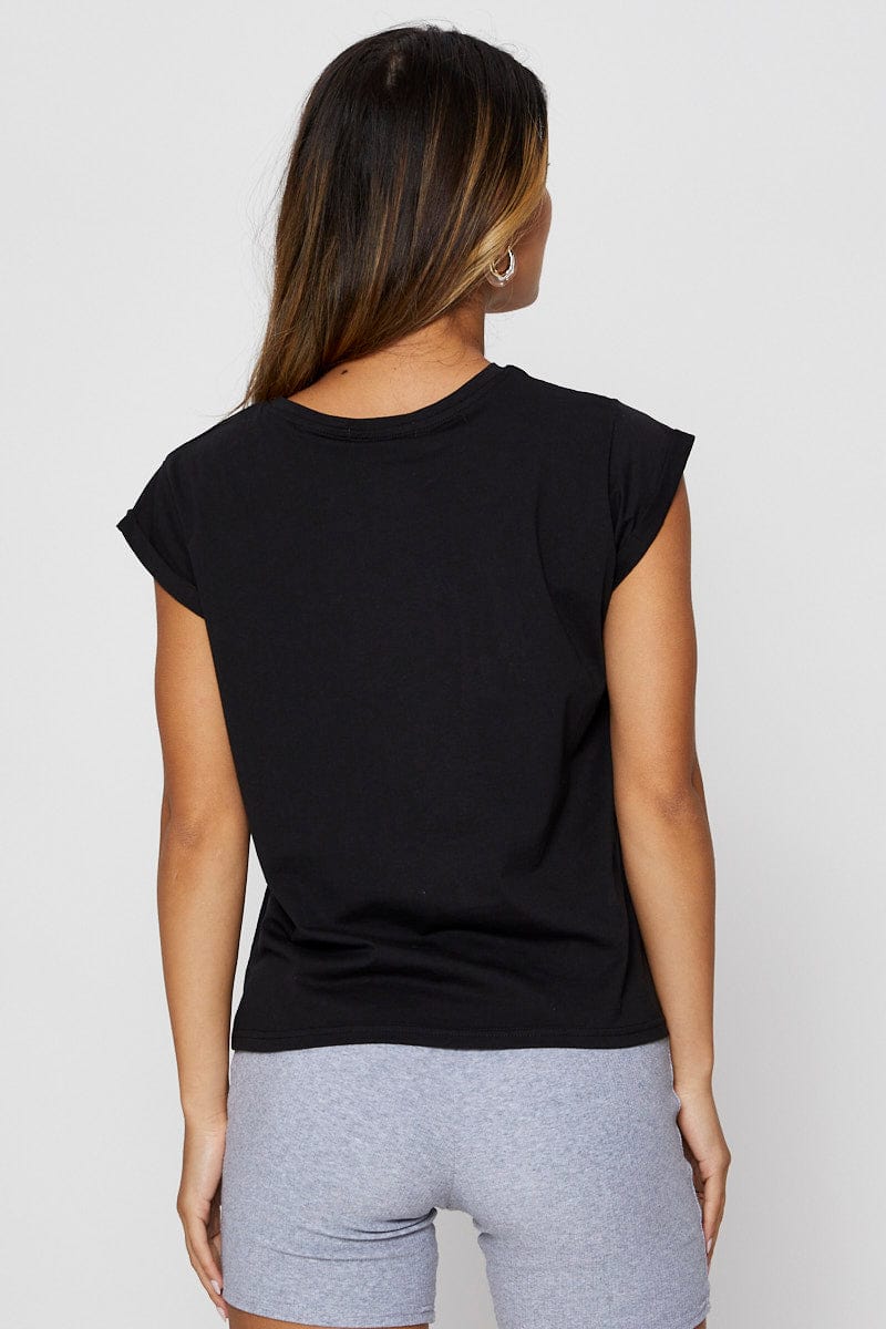 Black Graphic T-Shirt Short Sleeve - Image 5