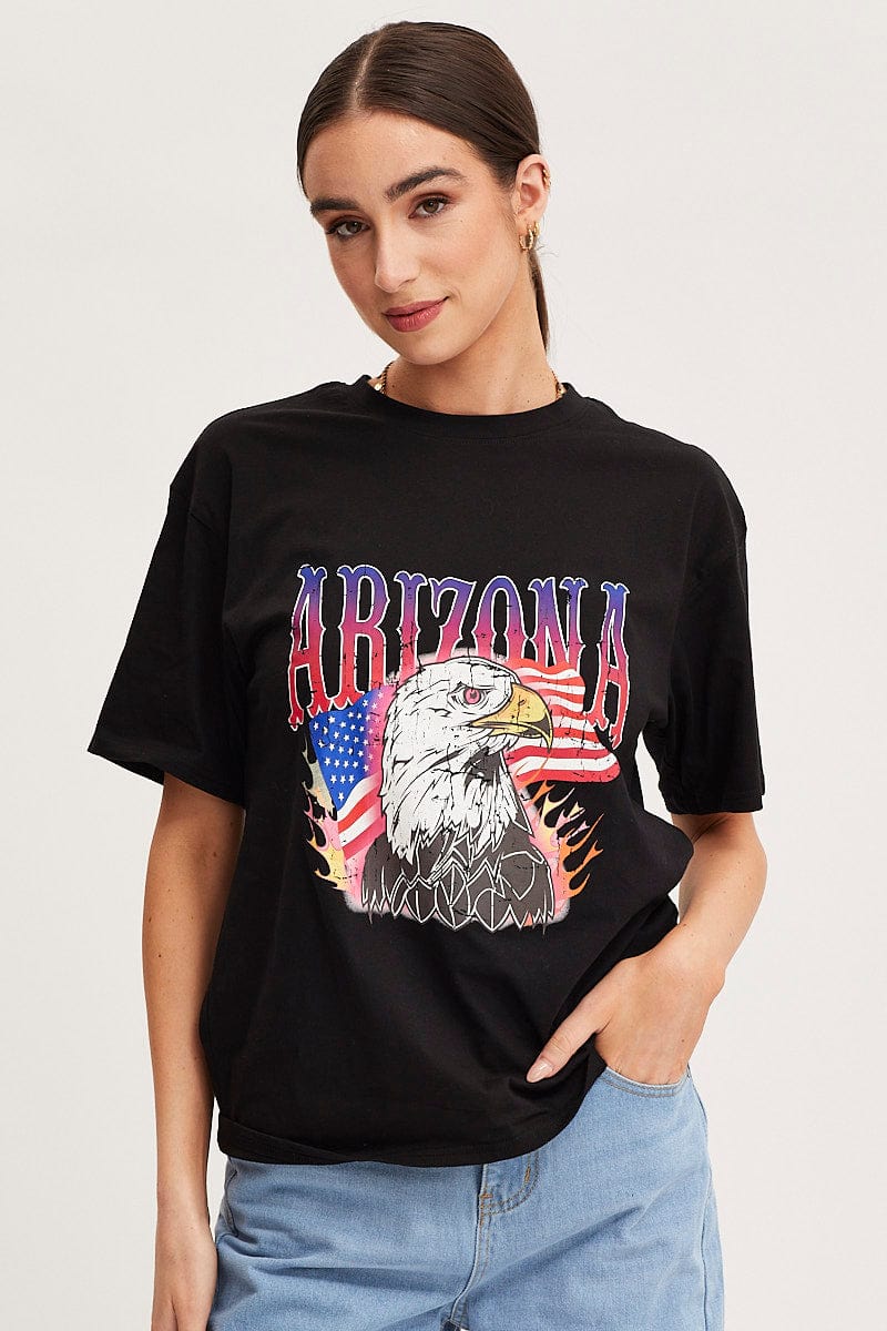 Black Graphic T-Shirt Short Sleeve