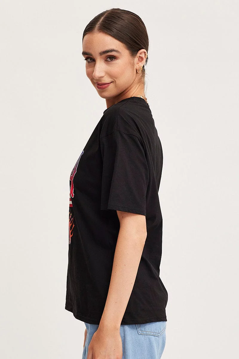 Black Graphic T-Shirt Short Sleeve - Image 4