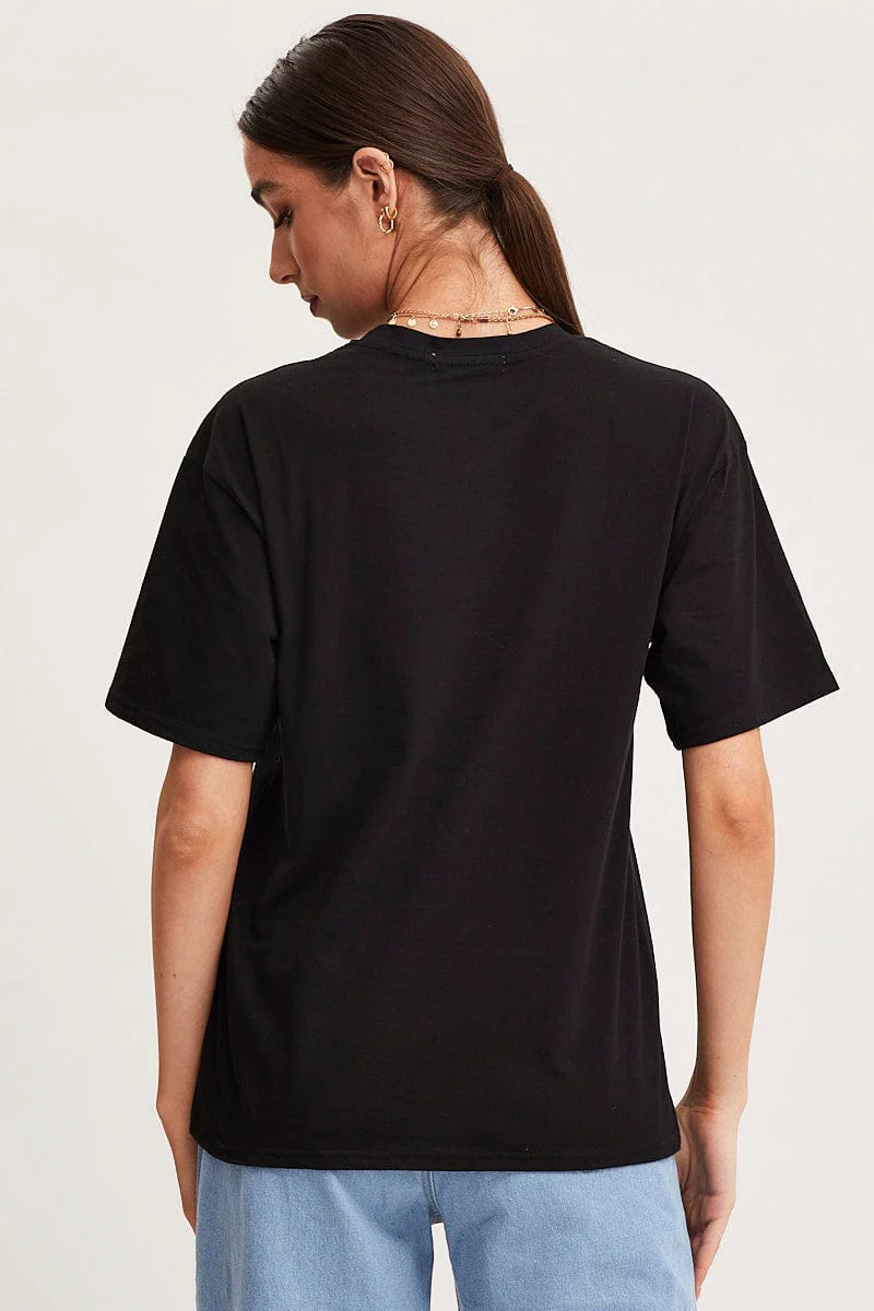 Black Graphic T-Shirt Short Sleeve - Image 5