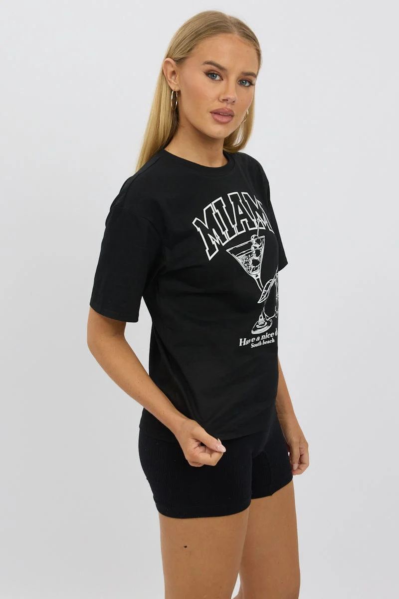 Black Graphic Tee Short Sleeve - Image 4
